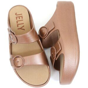 Lemon Jelly Size 11 Vegan Brown Platform Slip-On Slide Sandals Beach Summer